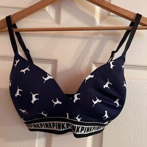32DD Wear Everywhere Wireless Navy with White Dogs PINK Victoria's Secret Bra